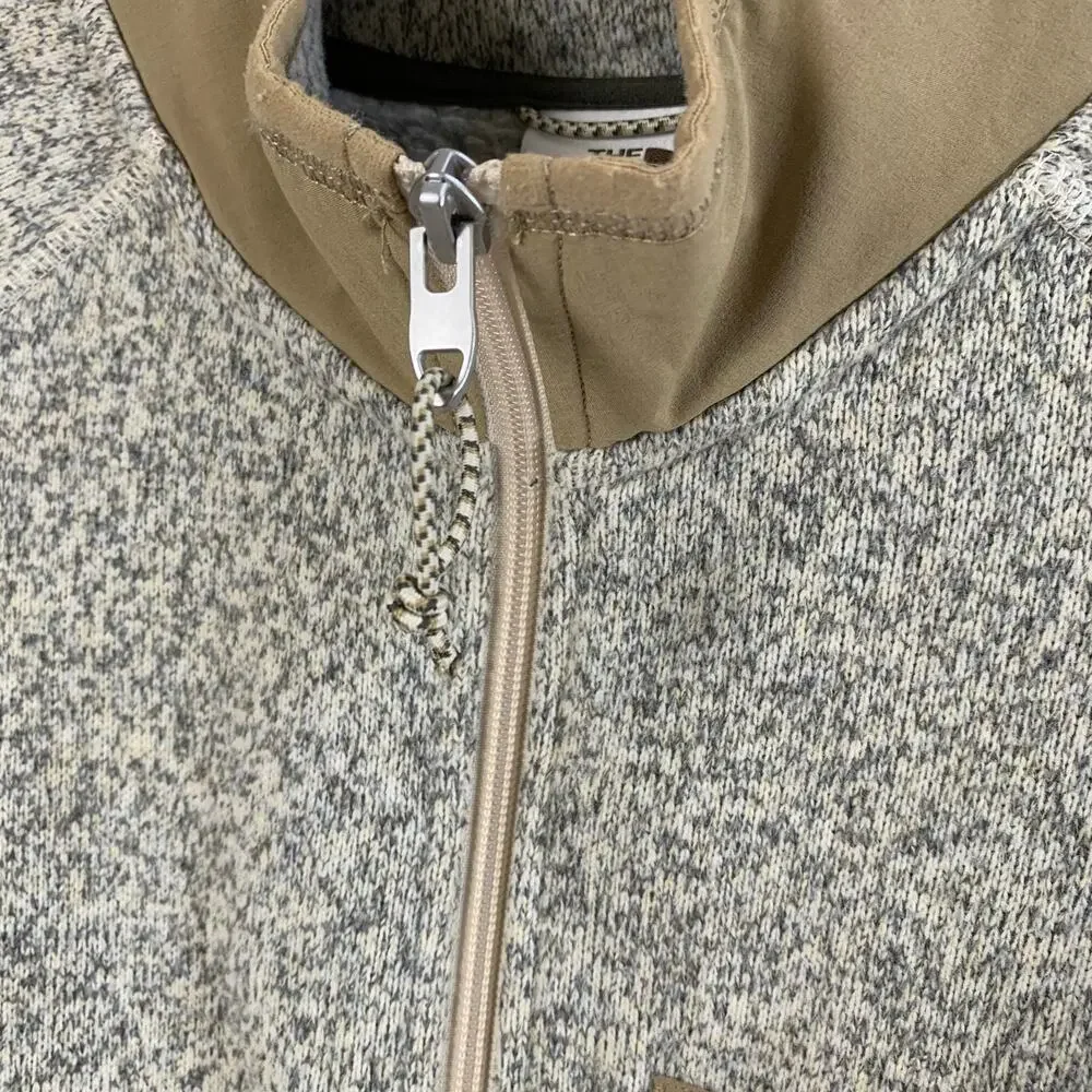 The North Face 1/4 Zip Sweater Fleece Mens Large Beige Tan Pullover Size Large